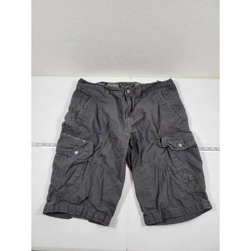 Projek Raw Cargo Shorts Mens 34 Grey Excellent Ripstop Cotton Utility 0736